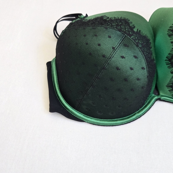 Cacique Nwt New Plunge Bra Green Black Lace Underwire Size 42DD 42E - Picture 2 of 7
